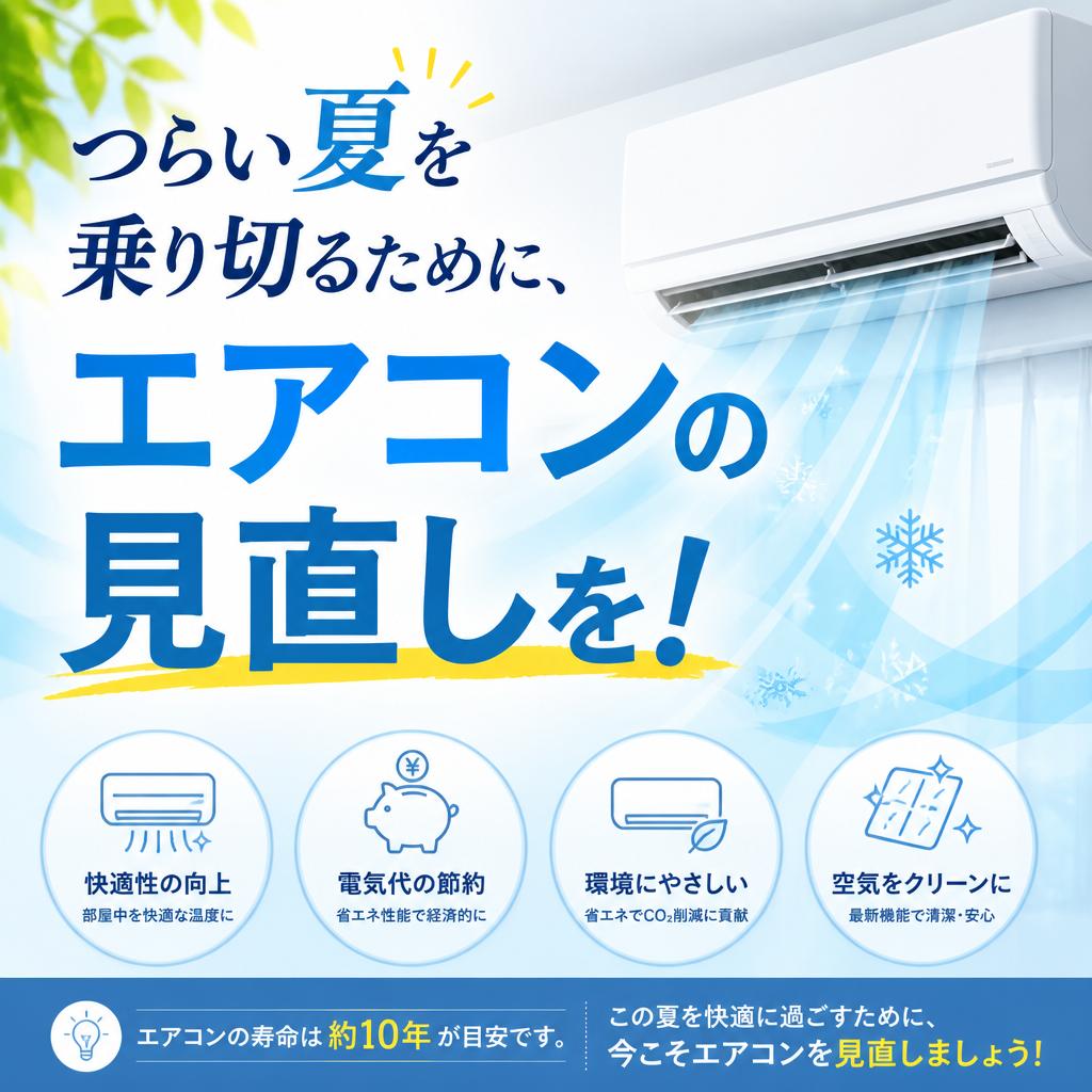 つらい夏を乗り切るために、エアコンの見直しを！